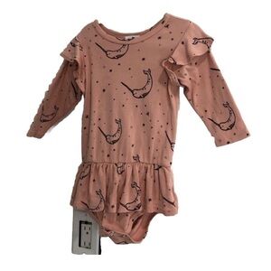 Kira bodysuit tutu’s long sleeve organic cotton pink with unicorn whale